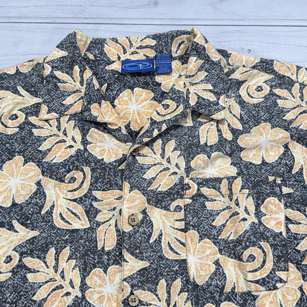 VTG Ocean Pacific Hawaiian Shirt XL Floral Tribal Surf Beach Camp 80s 90s Y2K